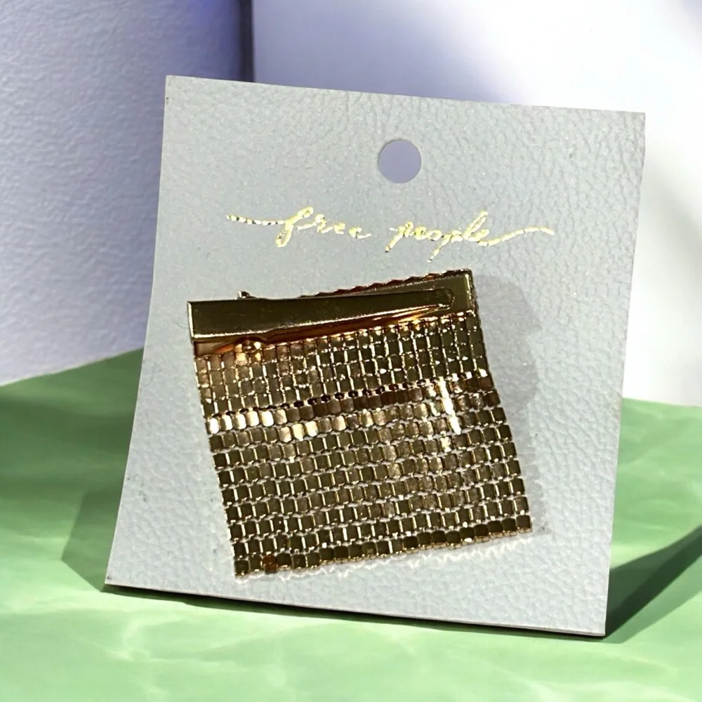NWT Free People Peridot Green Rhinestone Fringe Bling Barrette Hair Clip